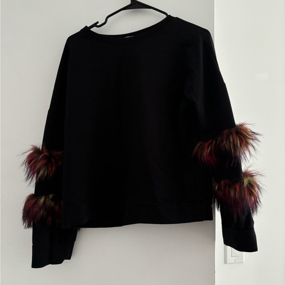 Black Fur Detailed Sweater